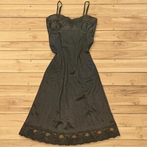 black vintage lace coquette slip dress By Mel-Lin gothcore whimsgoth sz 34